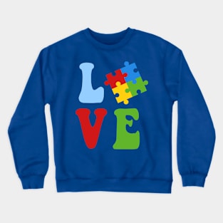 Love written with puzzle piece for autism awareness Crewneck Sweatshirt